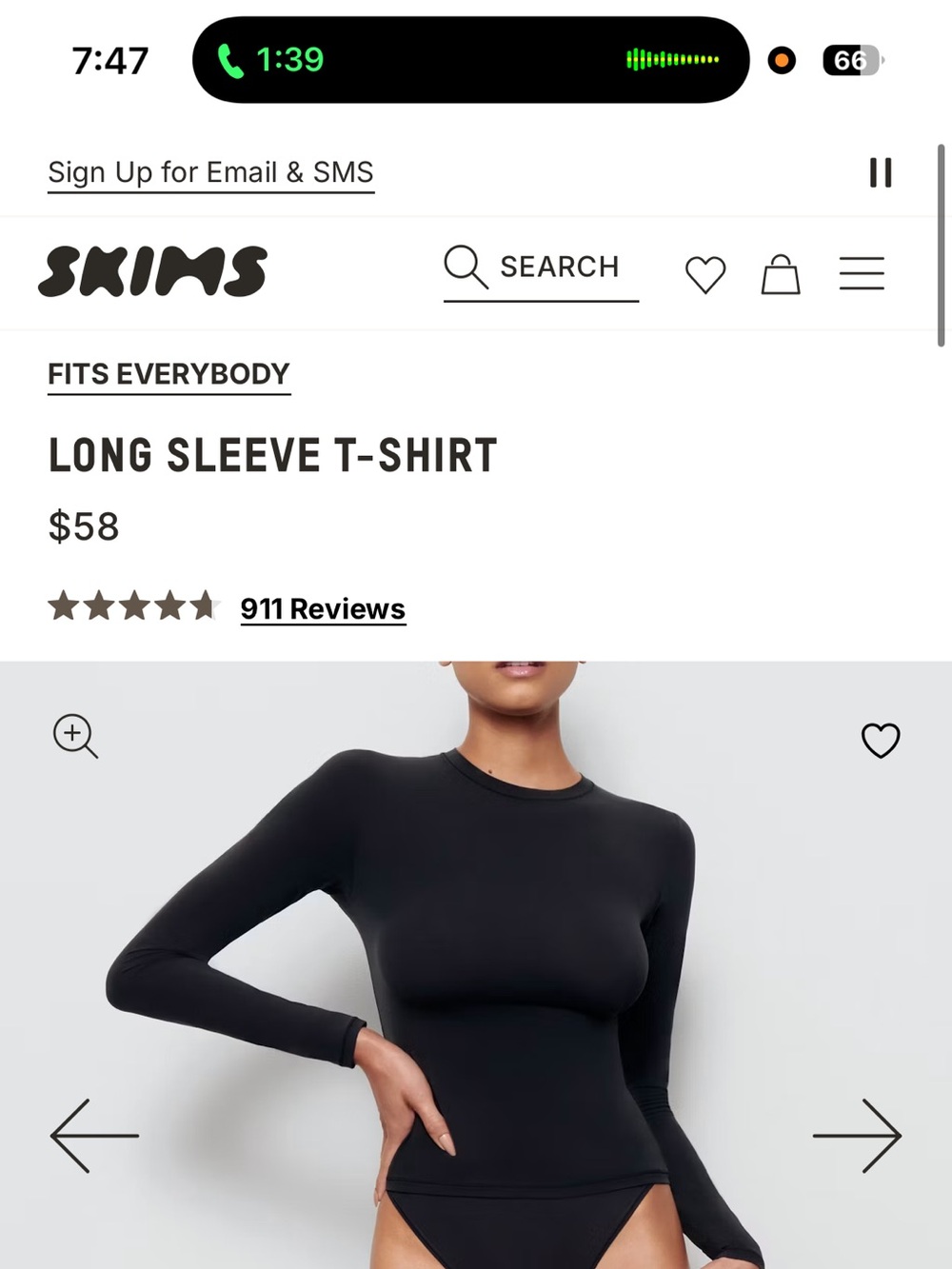 SKIMS Long-Sleeve Crewneck Top XS  55$ Each